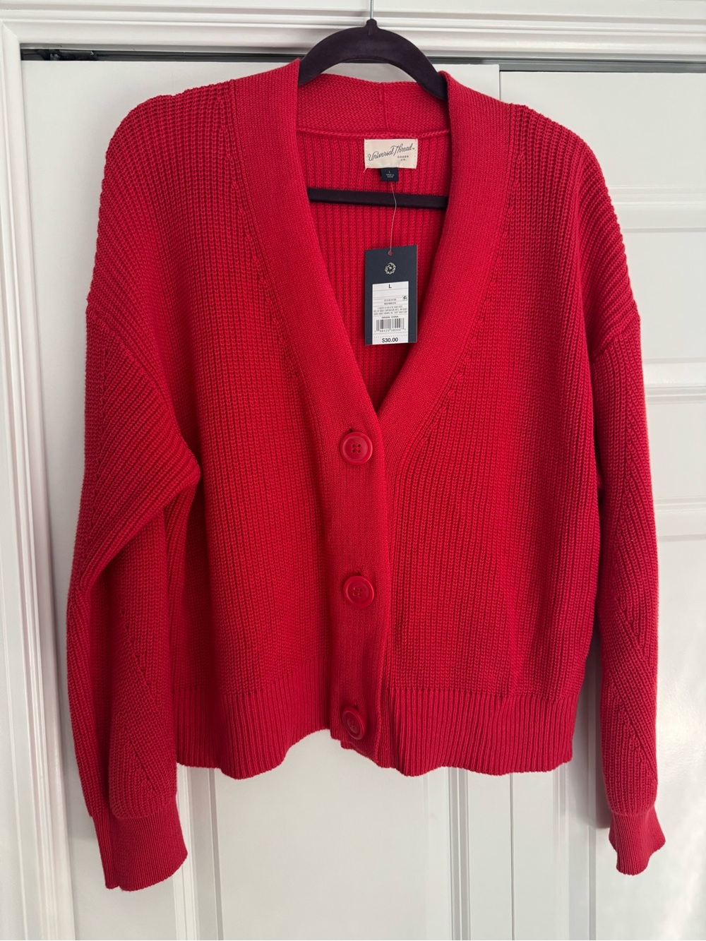 Universal Thread Red V-Neck Button-Front Cardigan BRAND NEW
